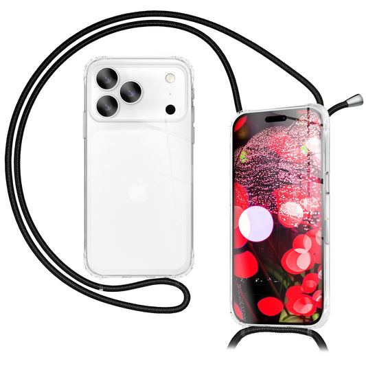 NALIA Hülle Hangit für Apple iPhone 17 Pro (Umhängehülle) - Klare Handyhülle mit verstellbarem Band, Durchsichtig & Anti-Gelb, Air-Cushion, 160cm Handykette