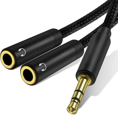 AUX Y-Splitter Adapter 3,5 mm Stecker zu 2x AUX Buchse Audio Splitterkabel 0,3 m