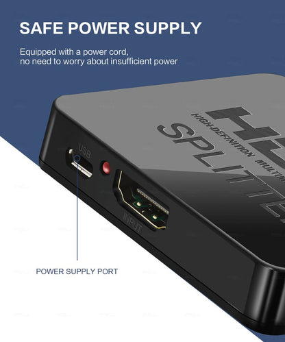 1-in-2-out HDMI Splitter Verteiler 4K 3D 4K@30Hz 1080p@60Hz Ultra HD Adapter