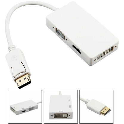 DisplayPort auf HDMI DVI VGA Adapter DP Konverter 3in1 1080p Schwarz oder Weiß