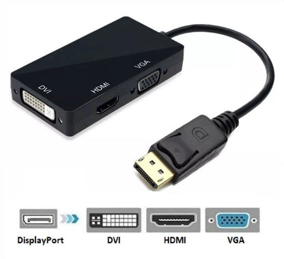 DisplayPort auf HDMI DVI VGA Adapter DP Konverter 3in1 1080p Schwarz oder Weiß