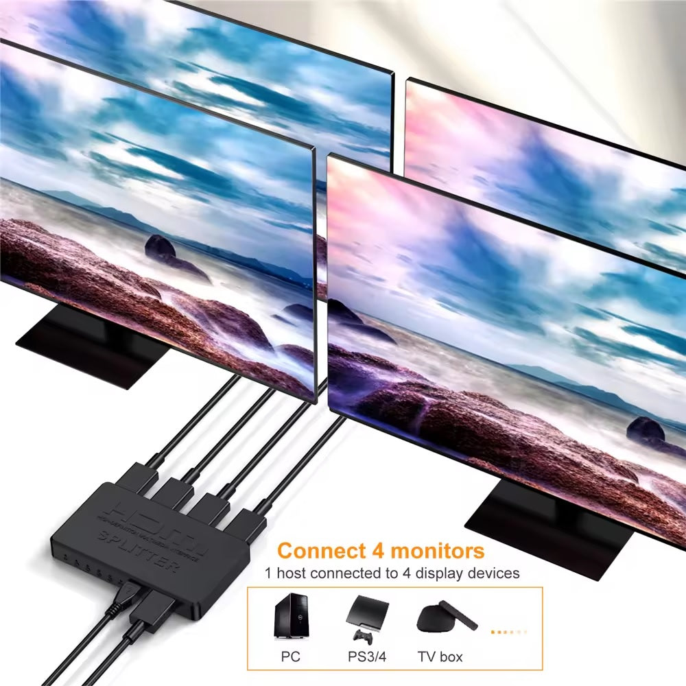 1-in-4-out HDMI Splitter Verteiler 4K 3D 4K@30Hz 1080p@60Hz Ultra HD Adapter