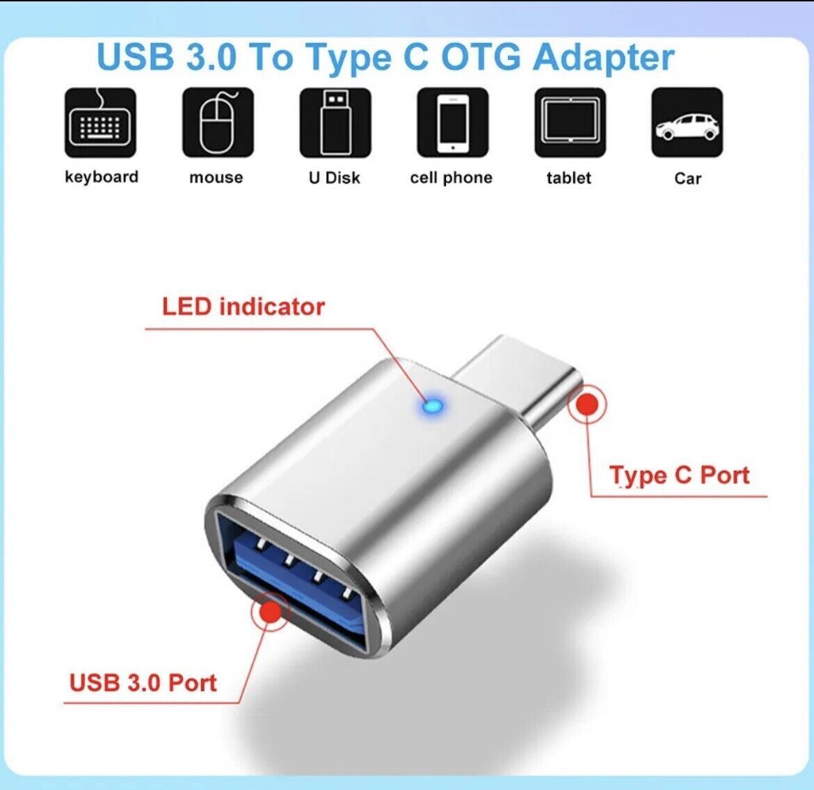 2 Stück USB Adapter Wandler Konverter USB 3.0 USB-C Stecker auf USB-A Buchse OTG