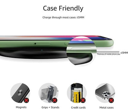 15W Wireless Charger Pad Qi Ladegerät Induktive Ladestation Kabellos