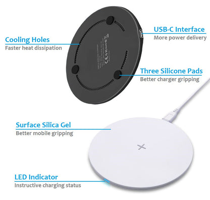 15W Wireless Charger Pad Qi Ladegerät Induktive Ladestation Kabellos