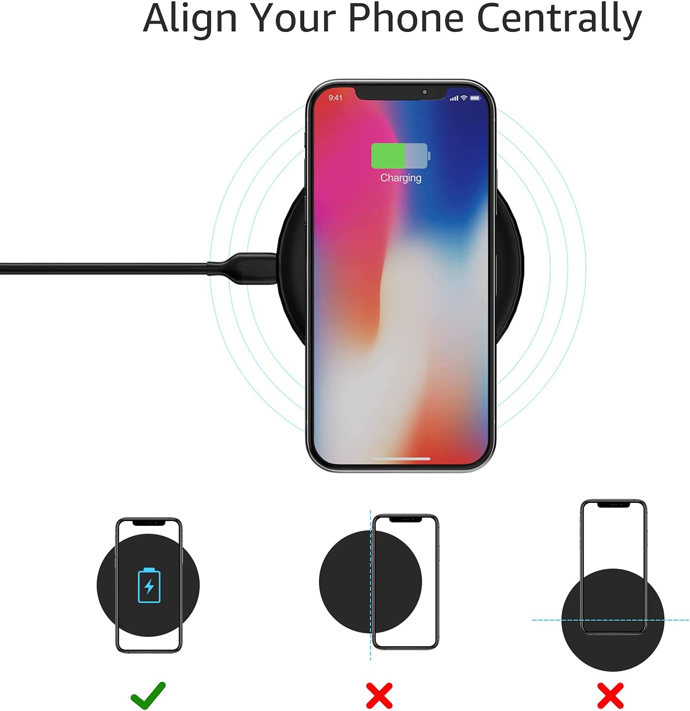 15W Wireless Charger Pad Qi Ladegerät Induktive Ladestation Kabellos