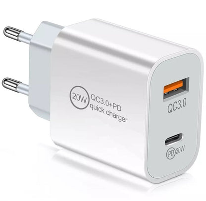20W Dual-Port Schnellladegerät USB-C & USB-A mit PD & QC 3A Ladeadapter