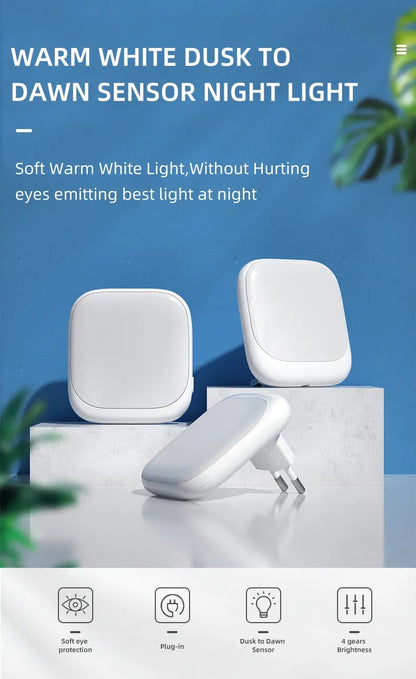 2 Stück LED Nachtlicht Steckdose mit Dämmerungssensor Warmweiß 0,5W 20 Lumen