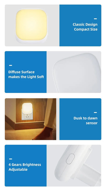 2 Stück LED Nachtlicht Steckdose mit Dämmerungssensor Warmweiß 0,5W 20 Lumen