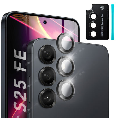 NALIA Kamera Glas Focus.Pro CLX für Samsung Galaxy S25 FE (Glasklare Aufnahmen) - Kameraschutz, 9H Linsenglas, Anti-Reflex Ringe, Klar, Selbstklebend, Hüllen-freundlich, 3 Stück
