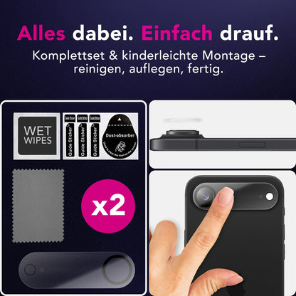 NALIA Kameraglas Focus.X2 MAX für Apple iPhone 17 Air (Klarer Kameraschutz) – 2er Set, 9H Schutzglas mit Schwarzring-Technologie, Volle Objektiv-Abdeckung, Fotoecht, für Hüllen