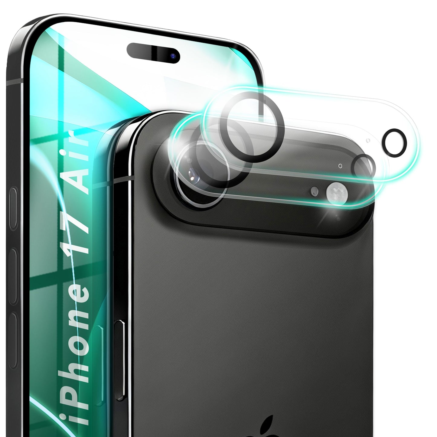 NALIA Kameraglas Focus.X2 MAX für Apple iPhone 17 Air (Klarer Kameraschutz) – 2er Set, 9H Schutzglas mit Schwarzring-Technologie, Volle Objektiv-Abdeckung, Fotoecht, für Hüllen