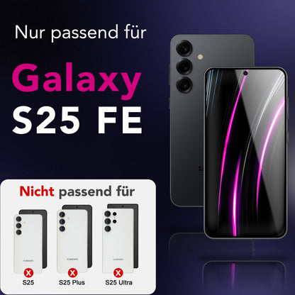 NALIA Glas ArmorGlassX für Samsung Galaxy S25 FE (super klarer Displayschutz) - 2x Schutzglas 9H Härte, Kratzfest, Anti-Schlieren, Hüllen-kompatibel, Oleophob, schwarzer Rahmen