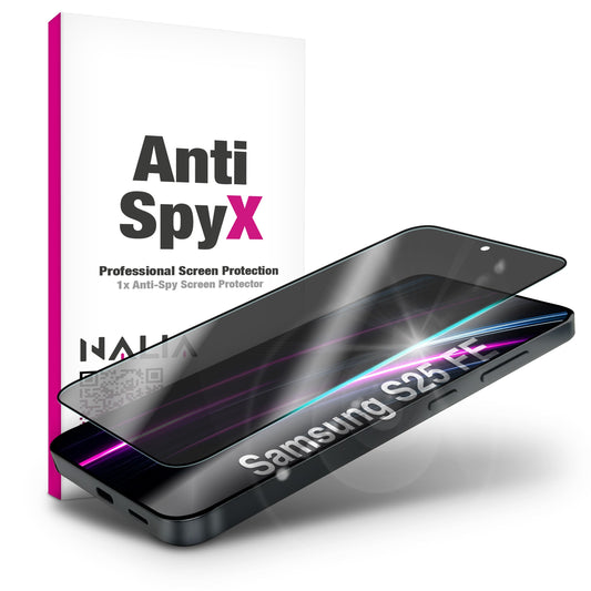 NALIA Display Glas AntiSpyX für Samsung Galaxy S25 FE (Diskreter Blickschutz) - Privacy Schutzglas mit 9H Härte, Anti-Spy Displayglas für Privatsphäre, Kratzfest, Hüllen-kompatibel