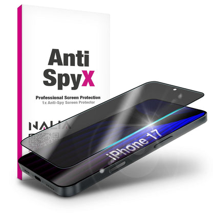 NALIA Privacy Schutzglas AntiSpyX für Apple iPhone 17 (Diskreter Blickschutz) - Display Glas 9H Härte, Anti-Spy Sichtschutz, Kratz-Resistent, Screen Protector, Hüllen-freundlich