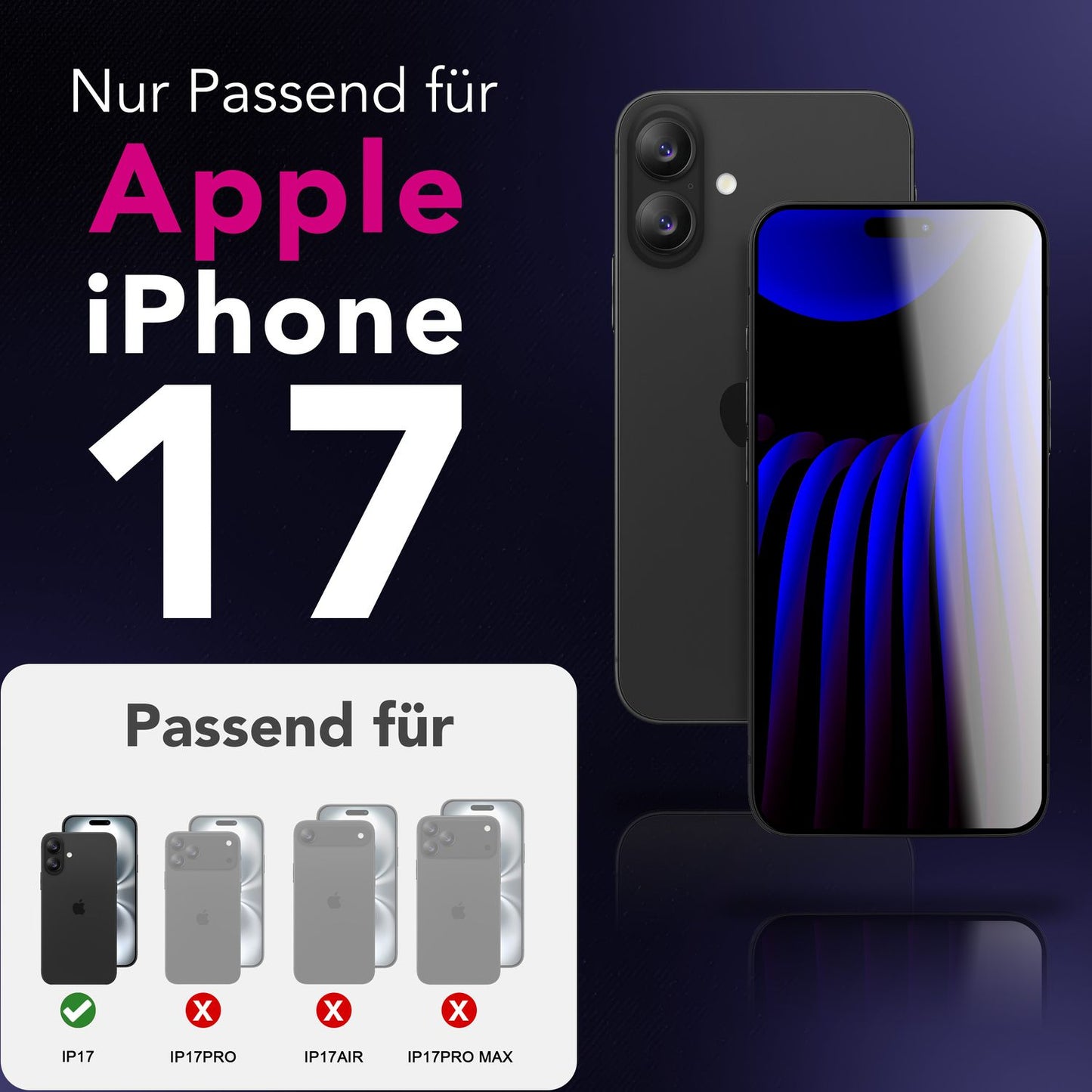 NALIA Privacy Schutzglas AntiSpyX für Apple iPhone 17 (Diskreter Blickschutz) - Display Glas 9H Härte, Anti-Spy Sichtschutz, Kratz-Resistent, Screen Protector, Hüllen-freundlich