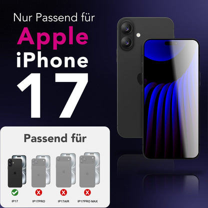 NALIA Privacy Schutzglas AntiSpyX für Apple iPhone 17 (Diskreter Blickschutz) - Display Glas 9H Härte, Anti-Spy Sichtschutz, Kratz-Resistent, Screen Protector, Hüllen-freundlich