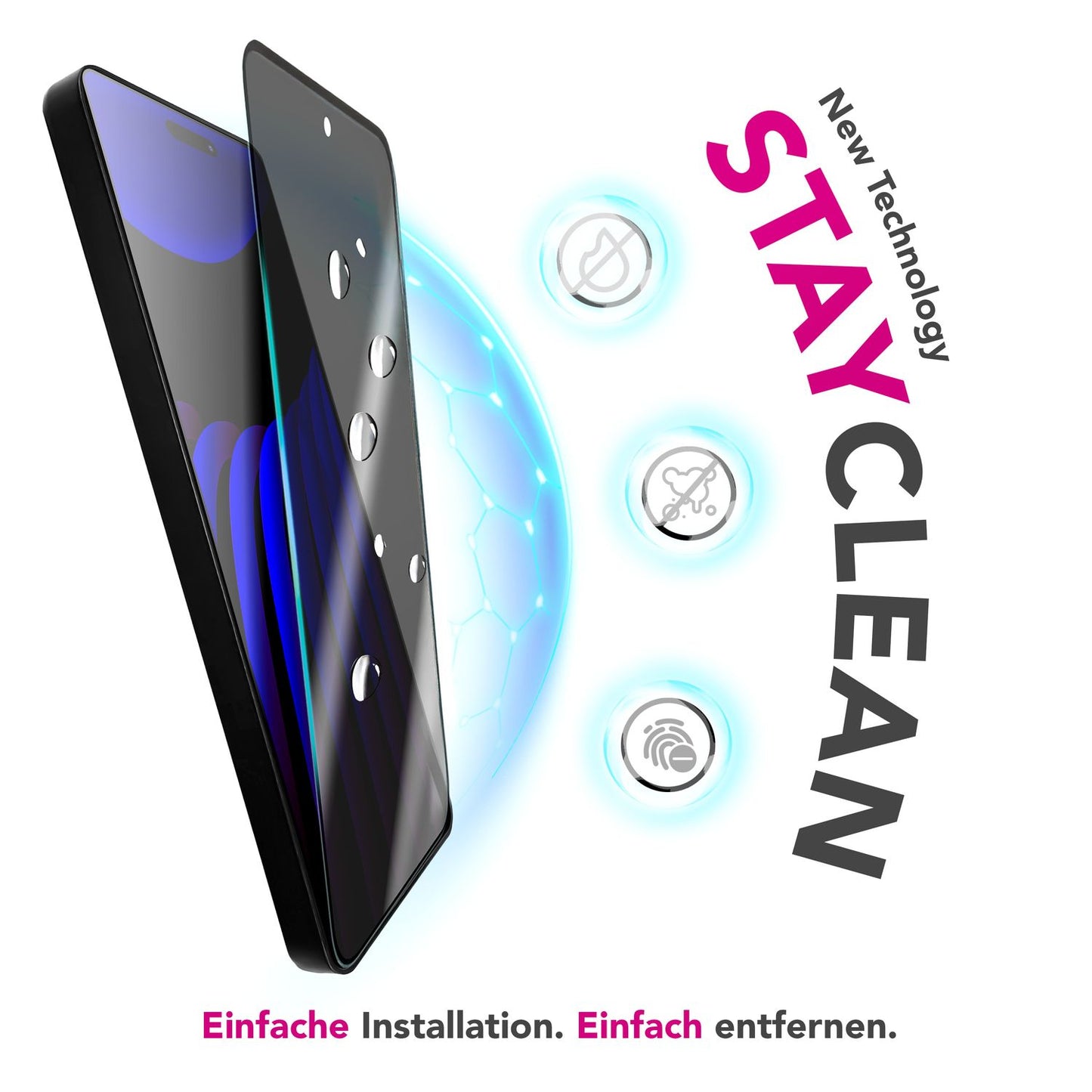 NALIA Privacy Schutzglas AntiSpyX für Apple iPhone 17 (Diskreter Blickschutz) - Display Glas 9H Härte, Anti-Spy Sichtschutz, Kratz-Resistent, Screen Protector, Hüllen-freundlich