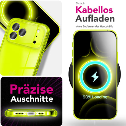 NALIA Hülle Vibe für Apple iPhone 17 Pro Max (Knallige Farben) - Neon Bunt Leuchtende TPU Schutzhülle, Semi-Transparent & Anti-Gelb, Flexibel, Wireless Handyhülle